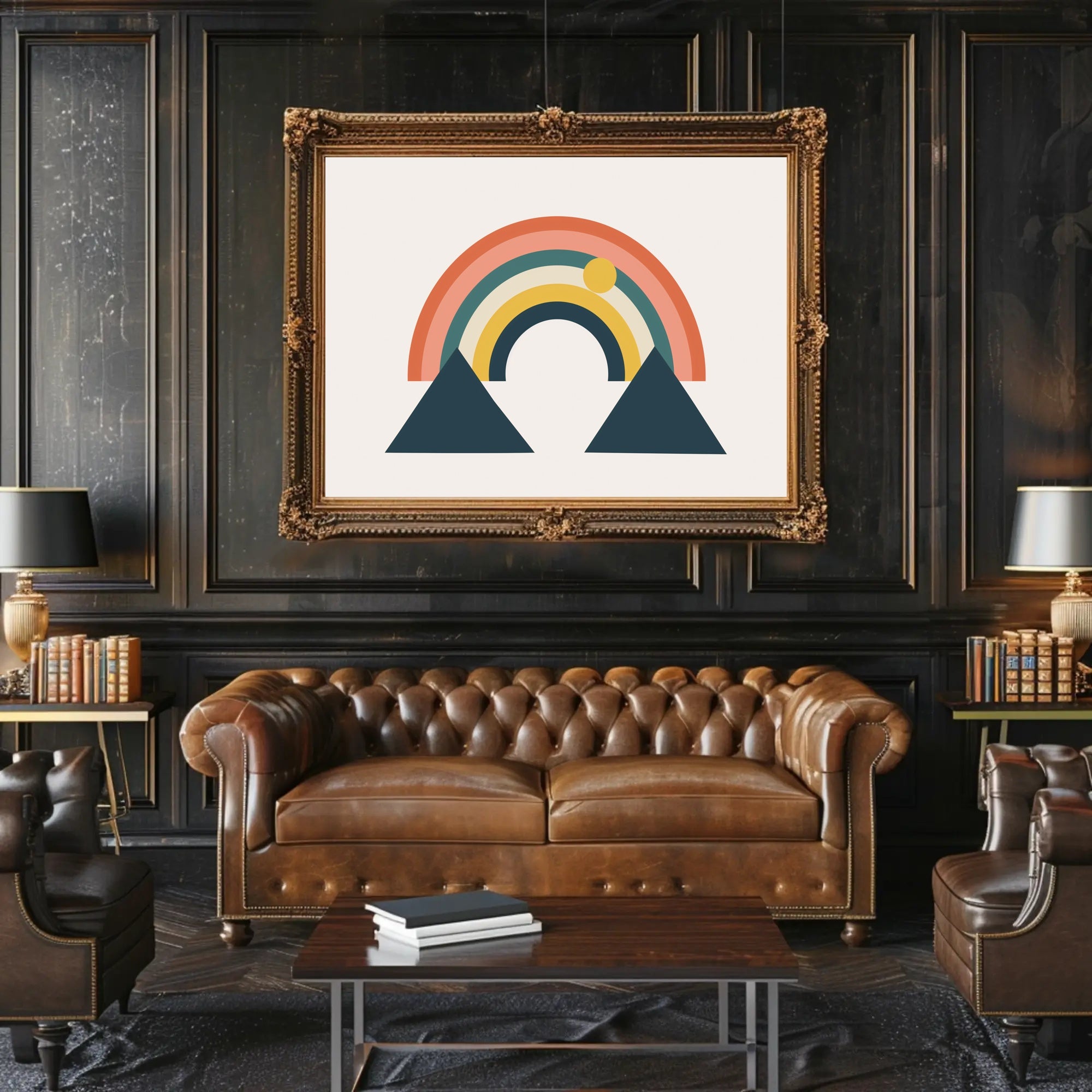Stylized Geometric Rainbow Abstract Art Print Poster PosterGoat