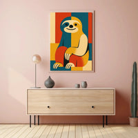 Stylized Geometric Sloth Art Print: Animal Poster PosterGoat