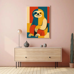 Stylized Geometric Sloth Art Print: Animal Poster PosterGoat