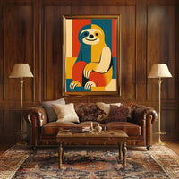 Stylized Geometric Sloth Art Print: Animal Poster PosterGoat