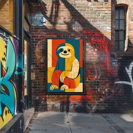 Stylized Geometric Sloth Art Print: Animal Poster PosterGoat