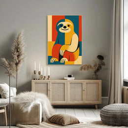 Stylized Geometric Sloth Art Print: Animal Poster PosterGoat