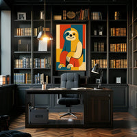 Stylized Geometric Sloth Art Print: Animal Poster PosterGoat