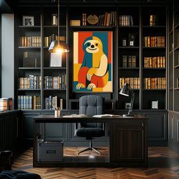 Stylized Geometric Sloth Art Print: Animal Poster PosterGoat