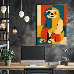 Stylized Geometric Sloth Art Print: Animal Poster PosterGoat