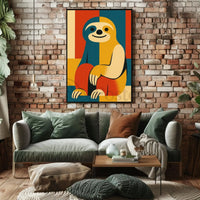 Stylized Geometric Sloth Art Print: Animal Poster PosterGoat