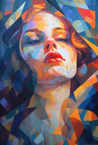Stylized Geometric Woman Portrait Abstract Artistic Poster PosterGoat