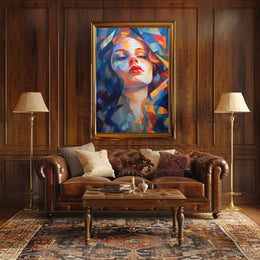 Stylized Geometric Woman Portrait Abstract Artistic Poster PosterGoat