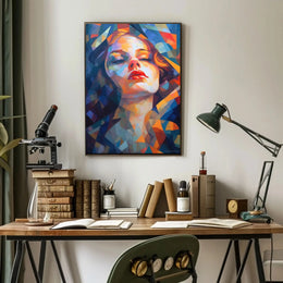 Stylized Geometric Woman Portrait Abstract Artistic Poster PosterGoat