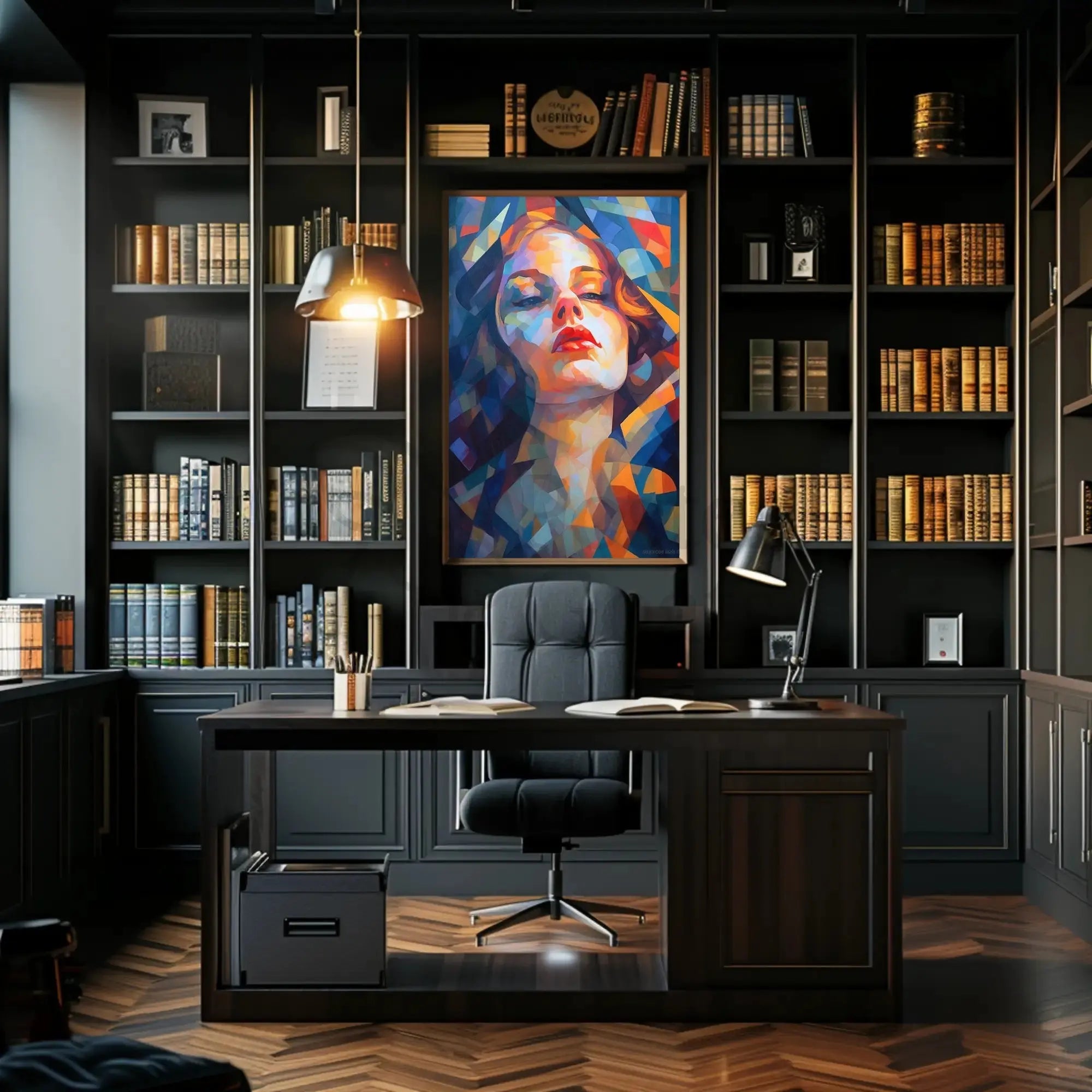 Stylized Geometric Woman Portrait Abstract Artistic Poster PosterGoat