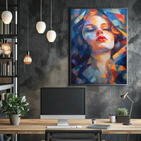 Stylized Geometric Woman Portrait Abstract Artistic Poster PosterGoat