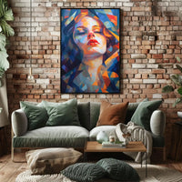 Stylized Geometric Woman Portrait Abstract Artistic Poster PosterGoat