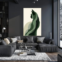 Stylized Green Cat Silhouette Abstract or Artistic Poster PosterGoat