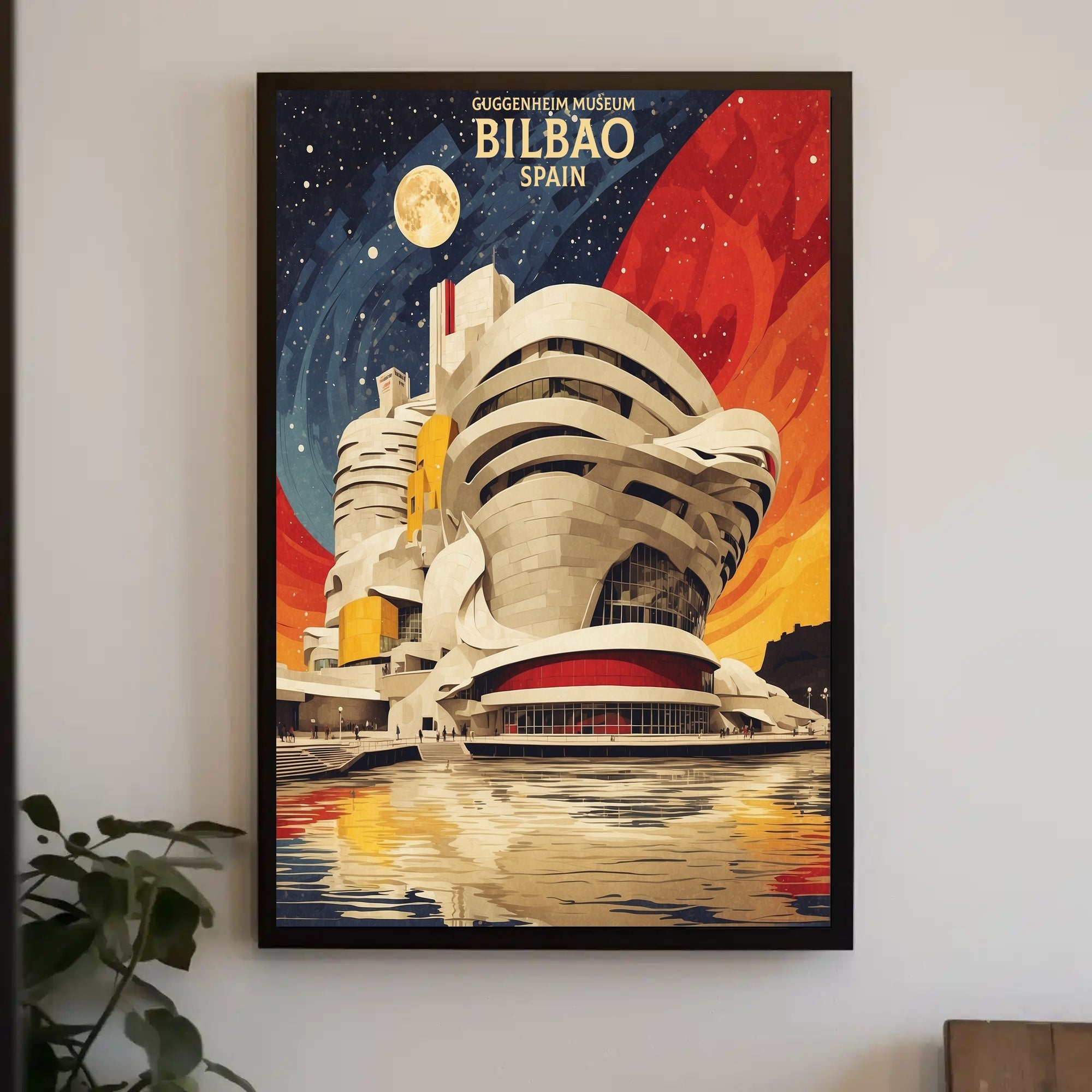 Stylized Guggenheim Bilbao Abstract Artistic Poster PosterGoat