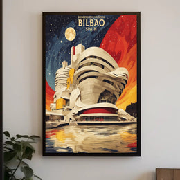Stylized Guggenheim Bilbao Abstract Artistic Poster PosterGoat