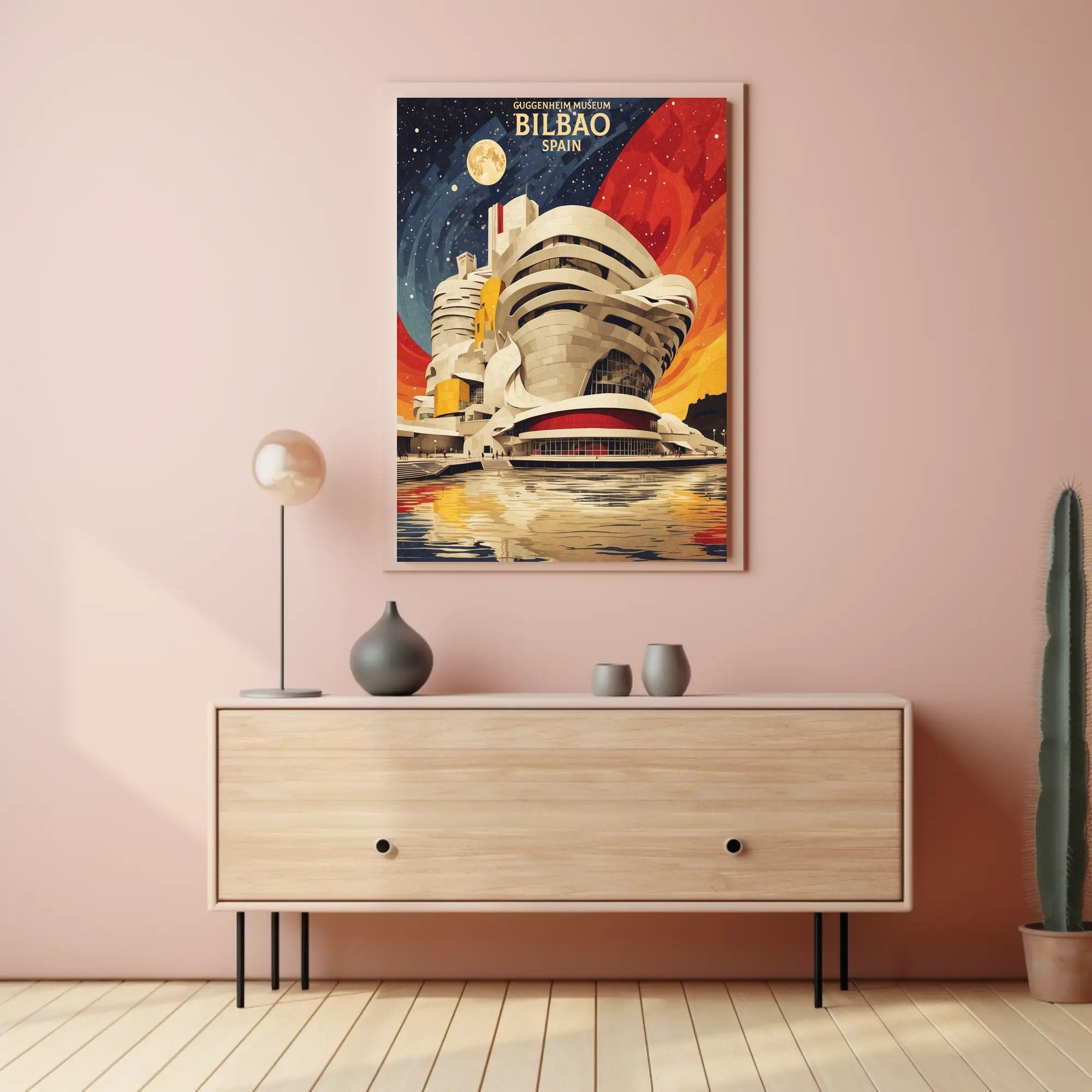 Stylized Guggenheim Bilbao Abstract Artistic Poster PosterGoat