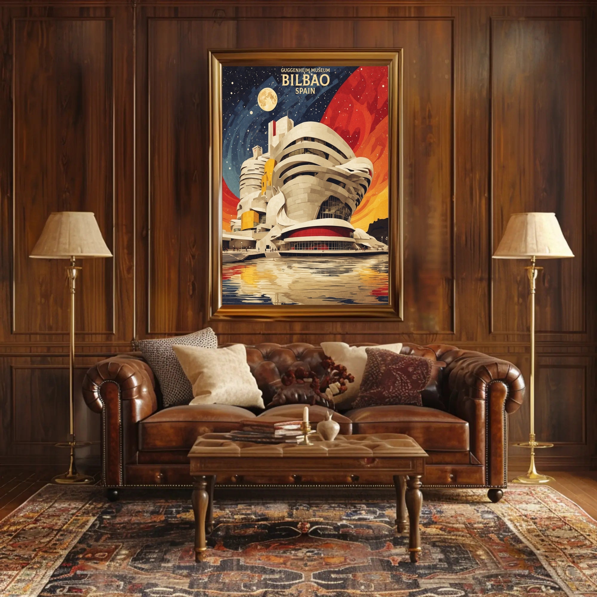 Stylized Guggenheim Bilbao Abstract Artistic Poster PosterGoat