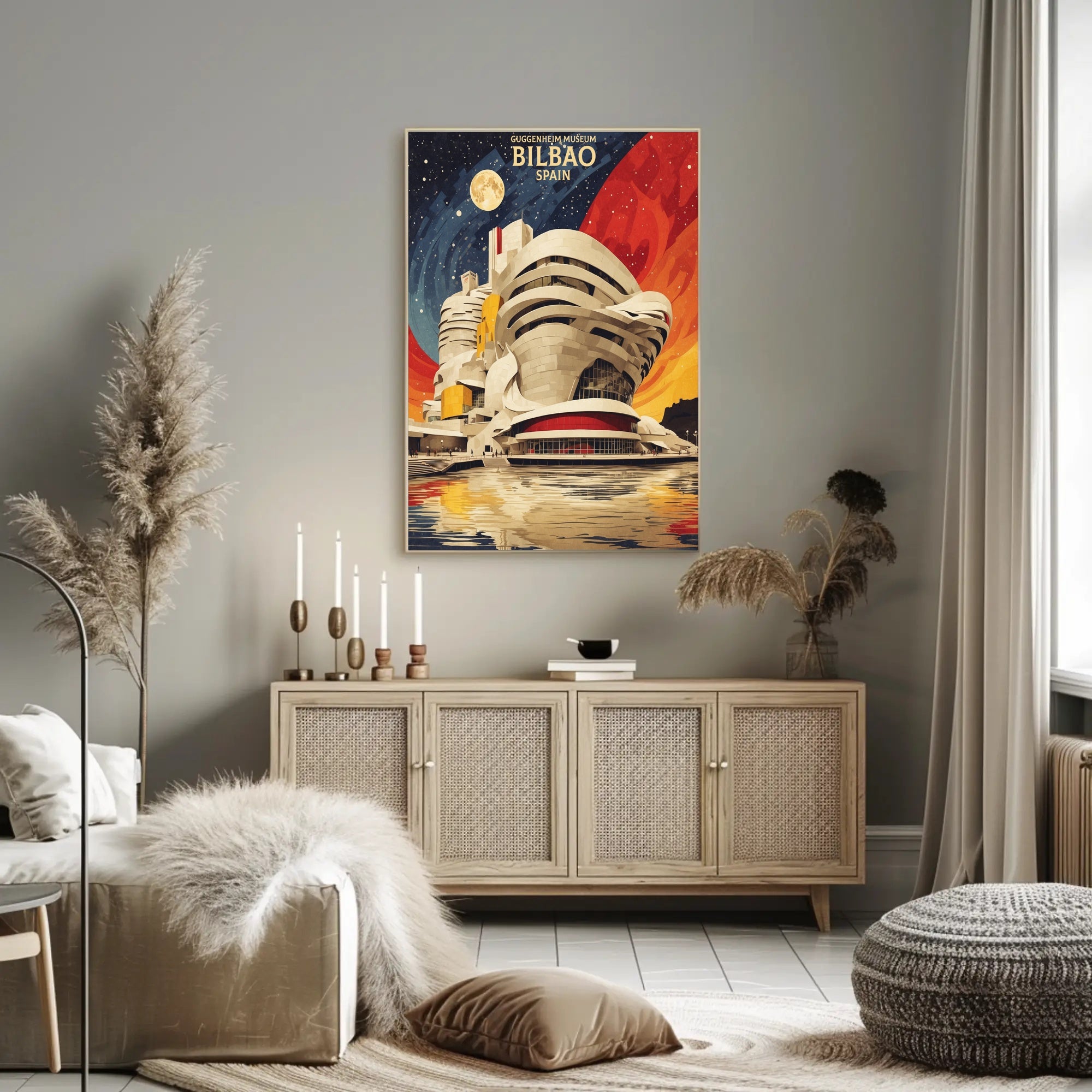 Stylized Guggenheim Bilbao Abstract Artistic Poster PosterGoat