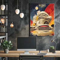 Stylized Guggenheim Bilbao Abstract Artistic Poster PosterGoat