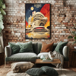 Stylized Guggenheim Bilbao Abstract Artistic Poster PosterGoat
