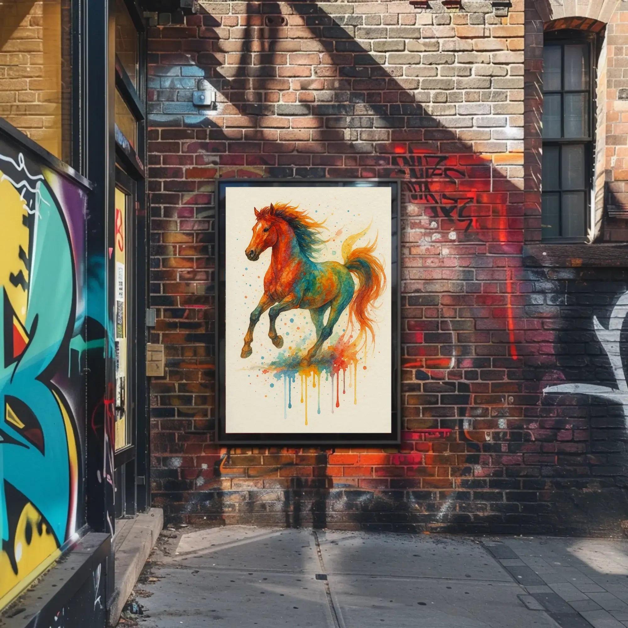 Stylized Horse in Motion Artistic Animal Poster PosterGoat
