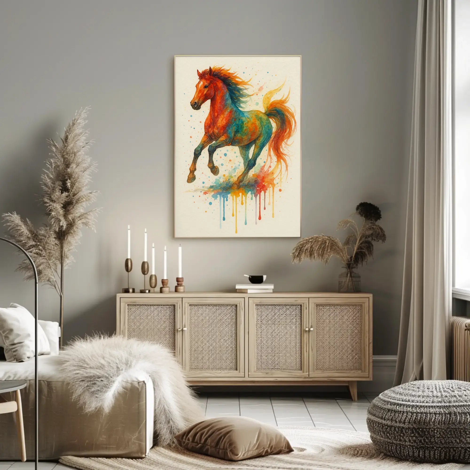 Stylized Horse in Motion Artistic Animal Poster PosterGoat