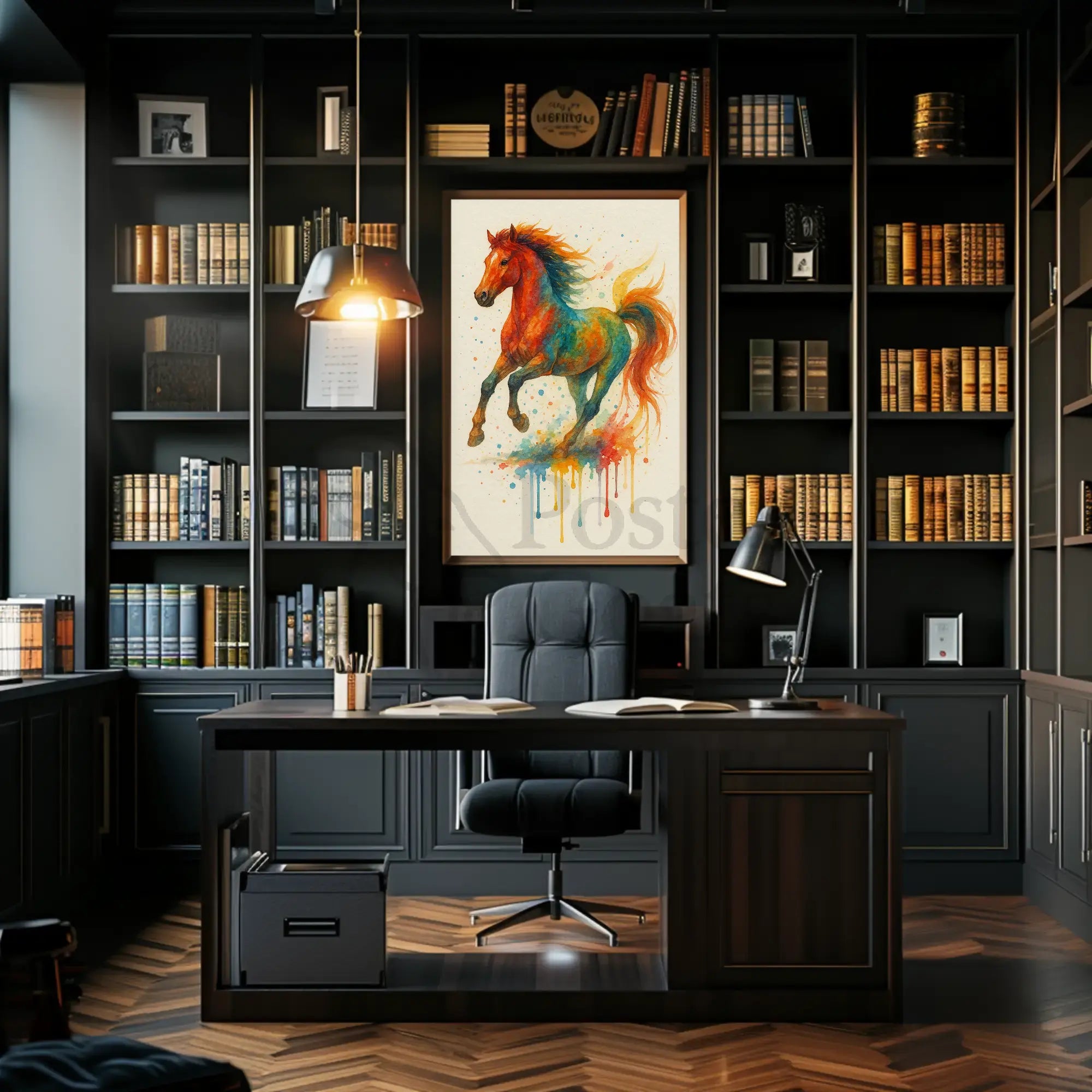 Stylized Horse in Motion Artistic Animal Poster PosterGoat