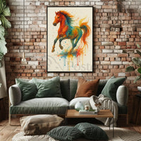 Stylized Horse in Motion Artistic Animal Poster PosterGoat