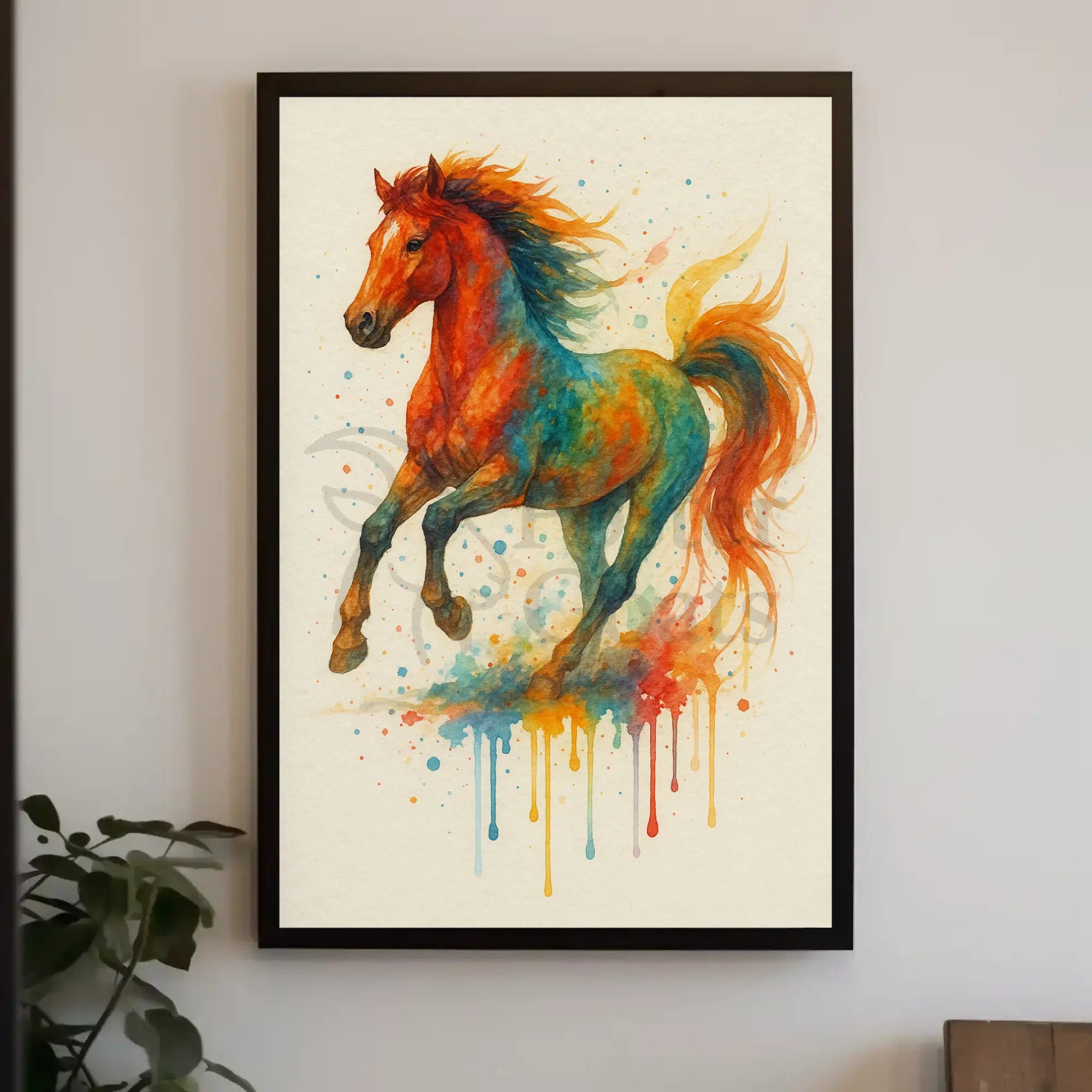 Stylized Horse in Motion Artistic Animal Poster PosterGoat