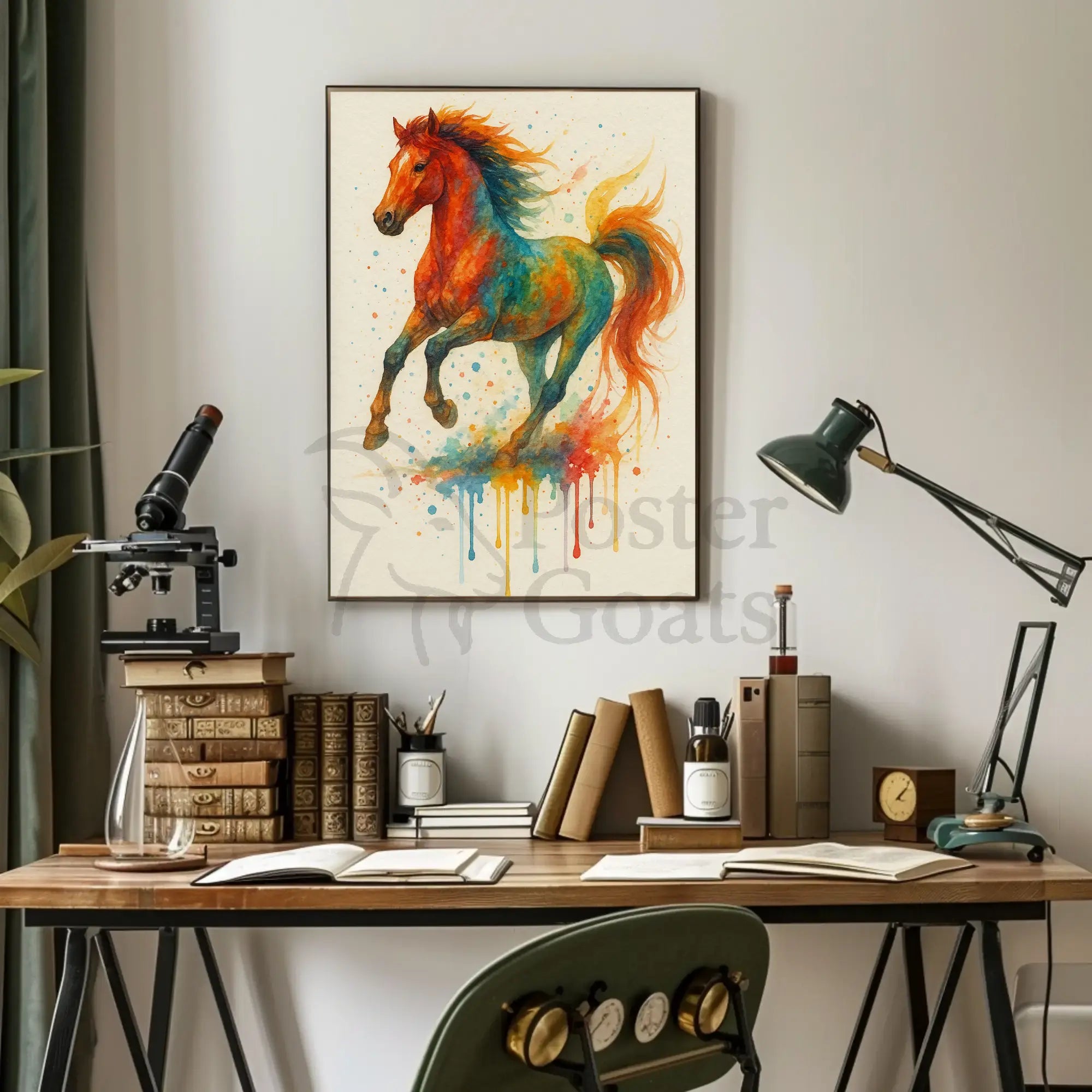 Stylized Horse in Motion Artistic Animal Poster PosterGoat