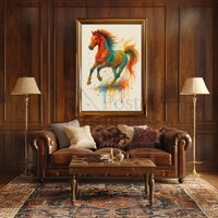 Stylized Horse in Motion Artistic Animal Poster PosterGoat