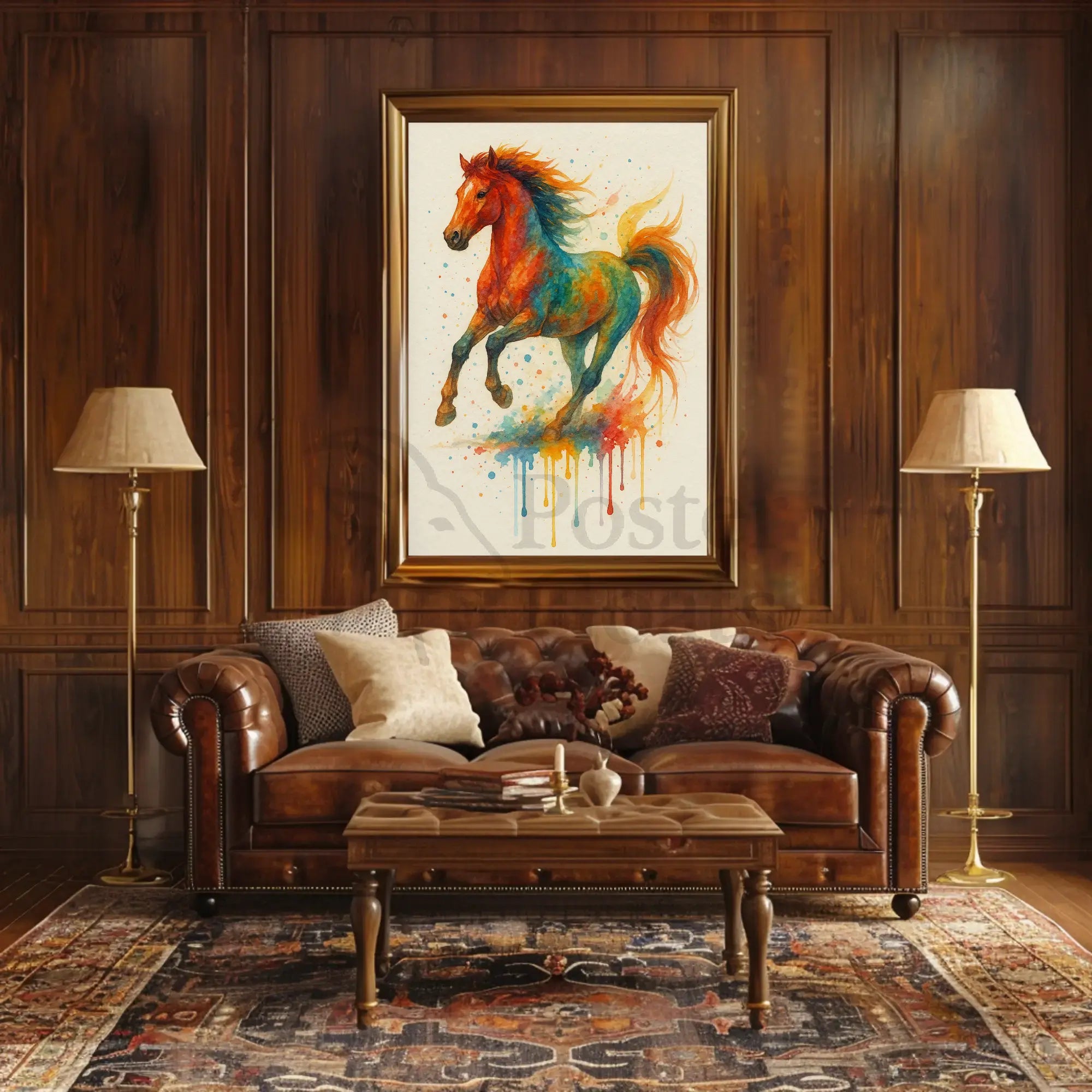Stylized Horse in Motion Artistic Animal Poster PosterGoat