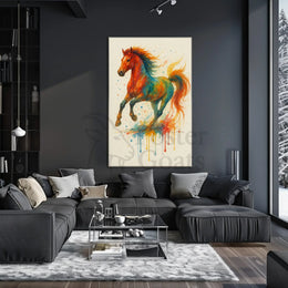 Stylized Horse in Motion Artistic Animal Poster PosterGoat