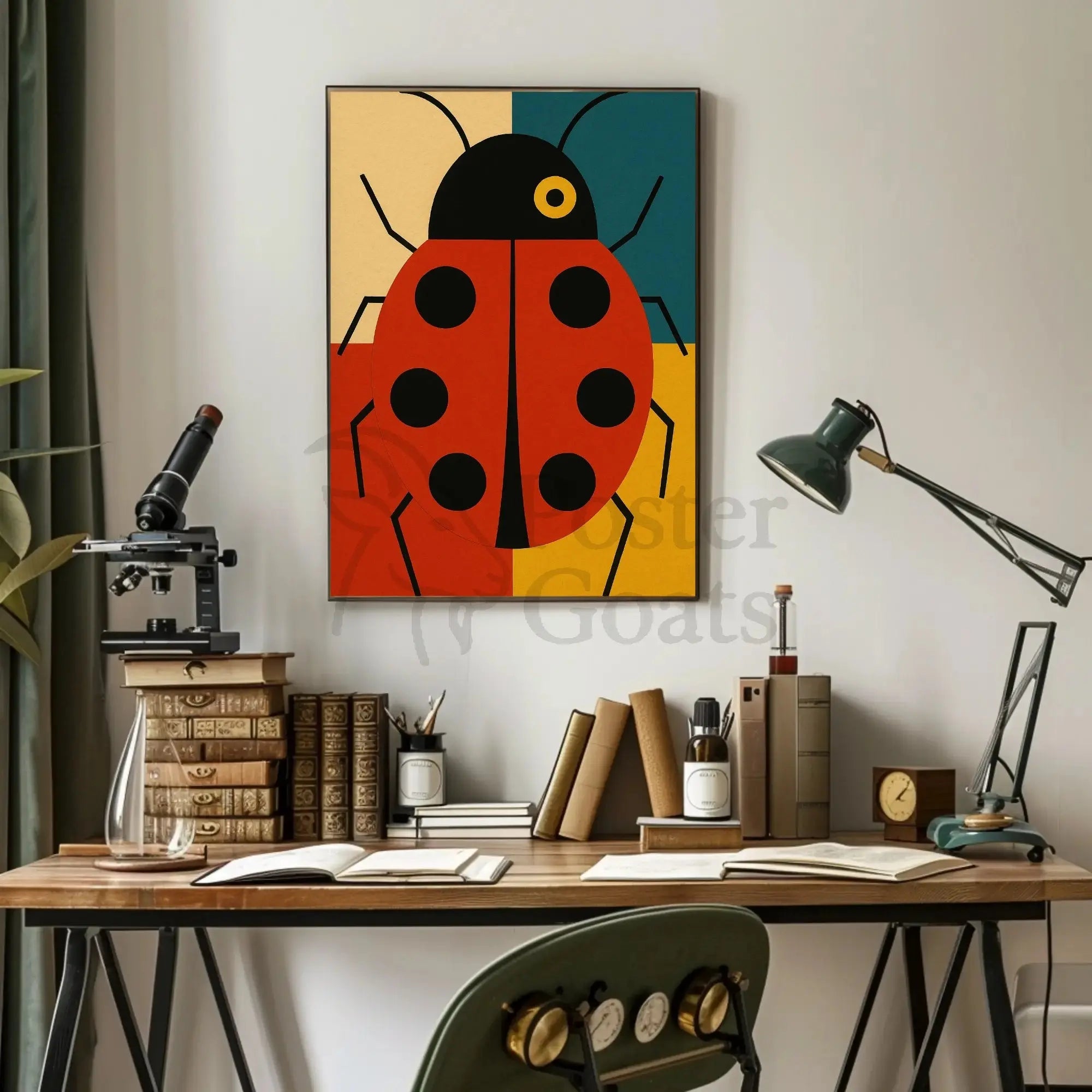Stylized Ladybug Minimalist Artwork Animal Poster PosterGoat