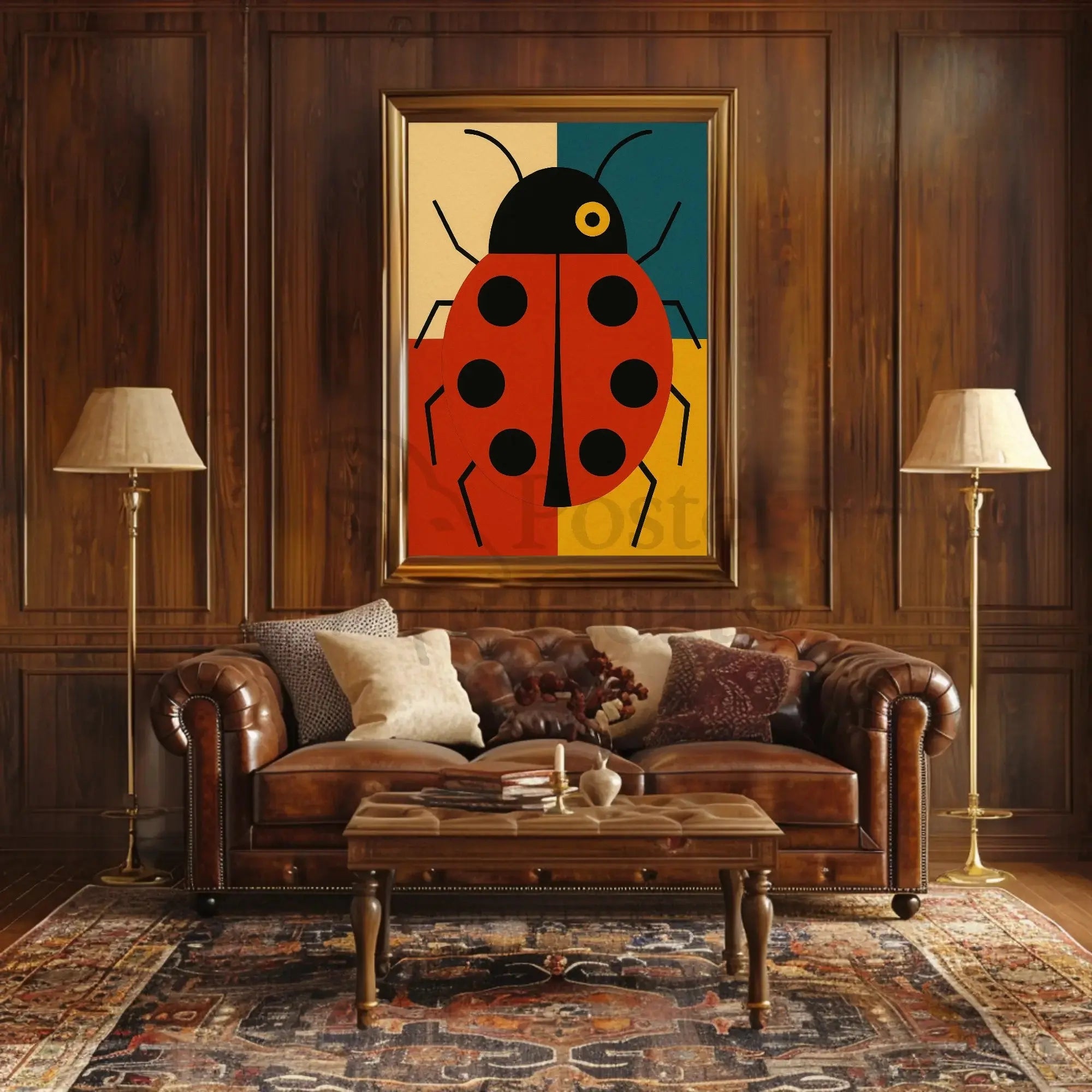 Stylized Ladybug Minimalist Artwork Animal Poster PosterGoat