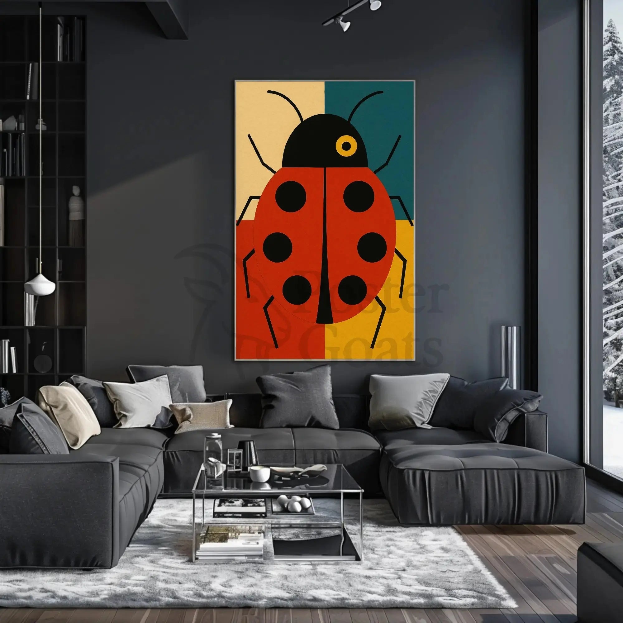Stylized Ladybug Minimalist Artwork Animal Poster PosterGoat