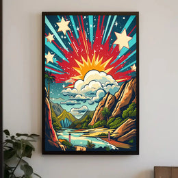 Stylized Landscape Adventure Scenery Retro Travel Poster PosterGoat