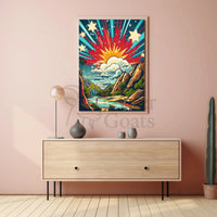 Stylized Landscape Adventure Scenery Retro Travel Poster PosterGoat
