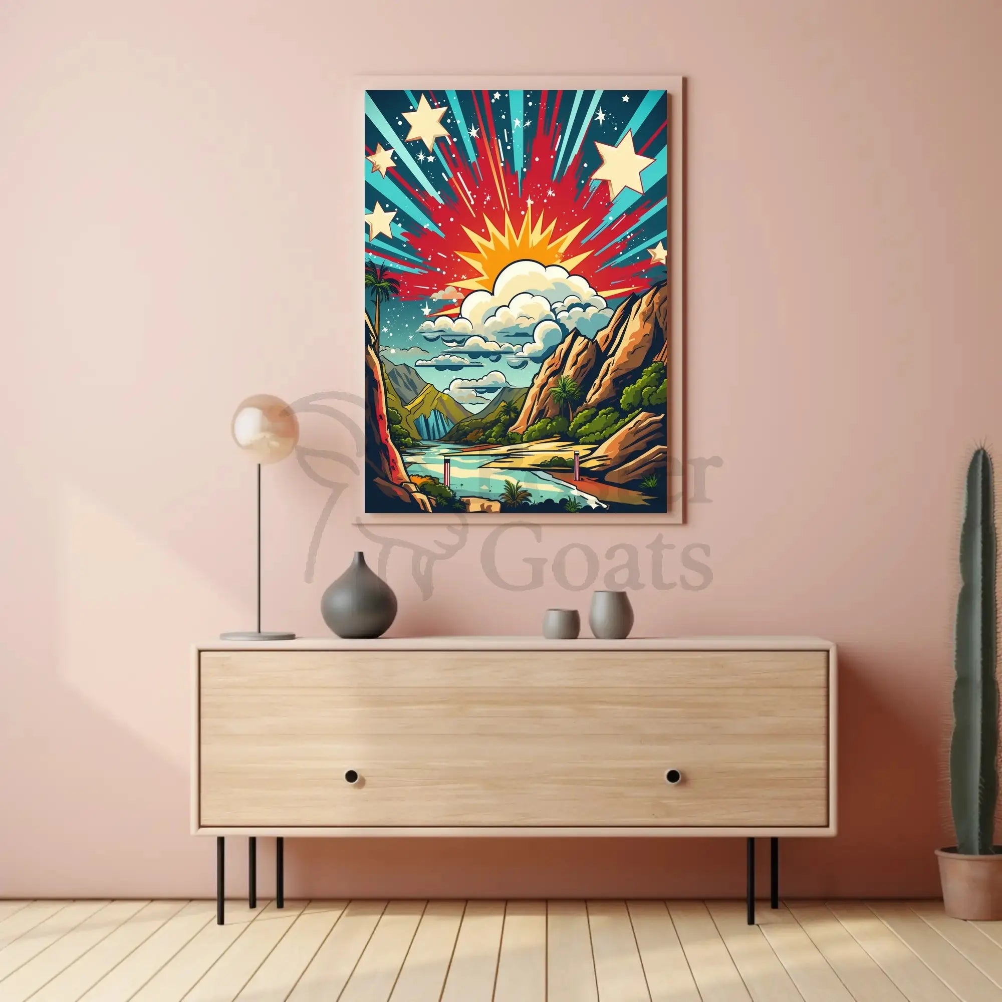 Stylized Landscape Adventure Scenery Retro Travel Poster PosterGoat
