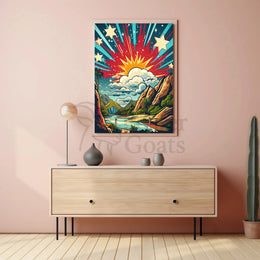 Stylized Landscape Adventure Scenery Retro Travel Poster PosterGoat