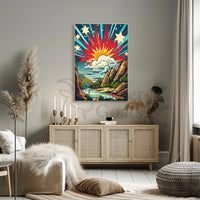 Stylized Landscape Adventure Scenery Retro Travel Poster PosterGoat
