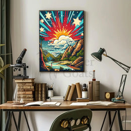 Stylized Landscape Adventure Scenery Retro Travel Poster PosterGoat