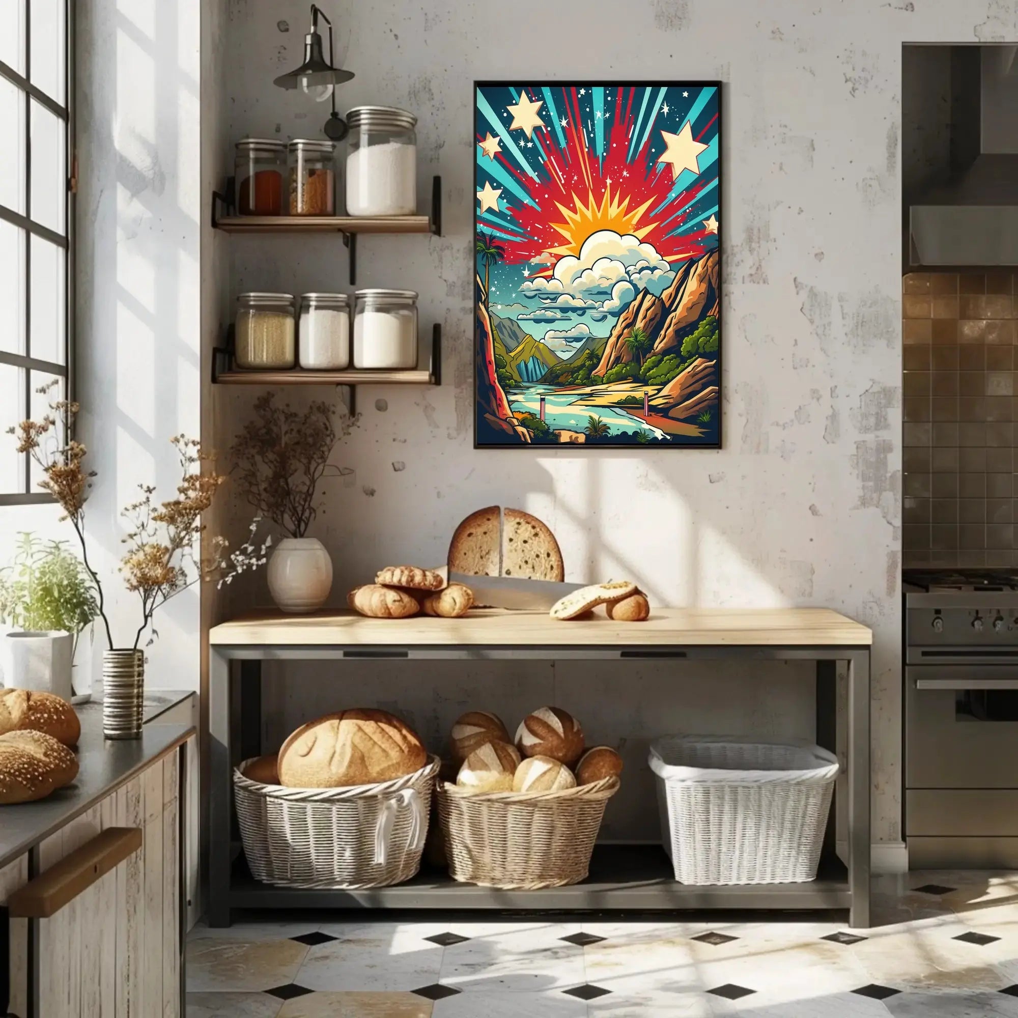 Stylized Landscape Adventure Scenery Retro Travel Poster PosterGoat