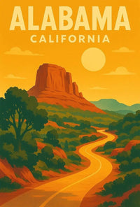Stylized Landscape Adventure Travel Poster PosterGoat