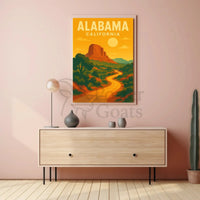 Stylized Landscape Adventure Travel Poster PosterGoat