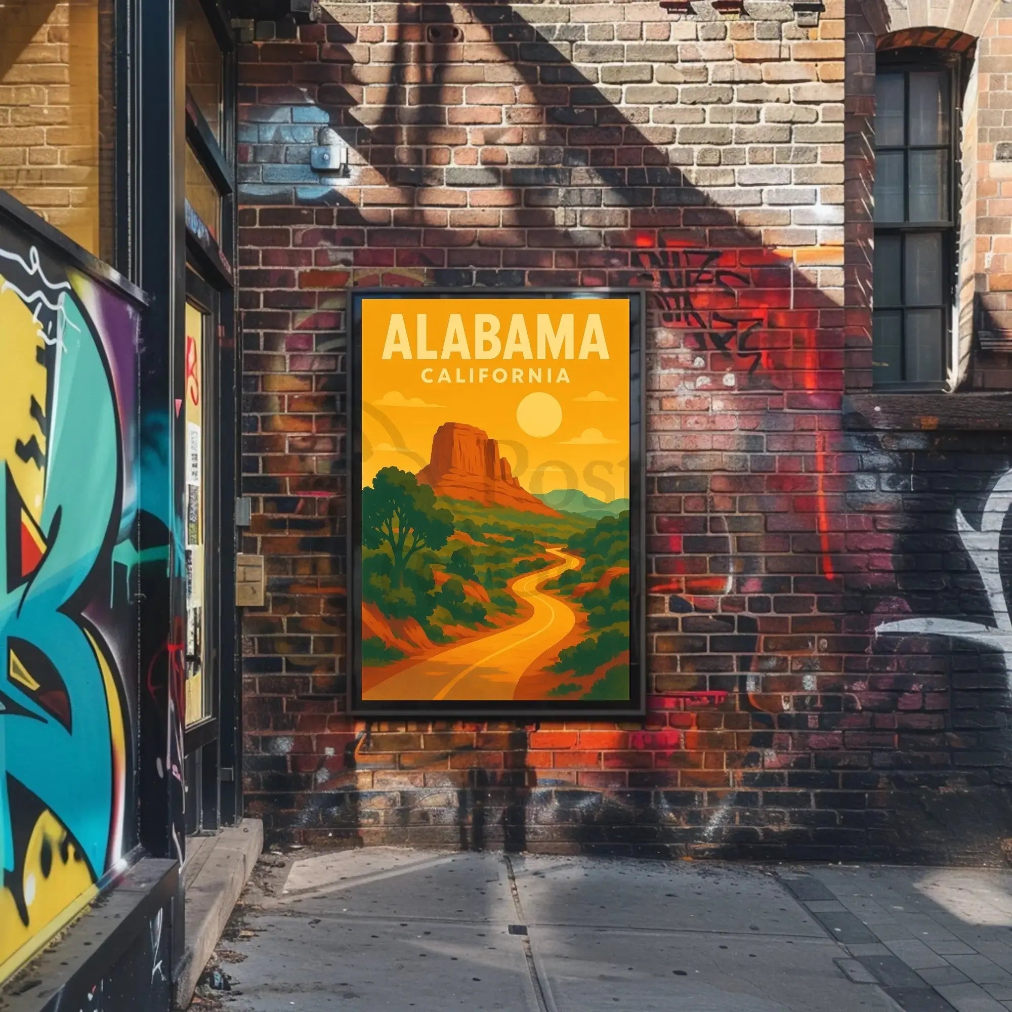 Stylized Landscape Adventure Travel Poster PosterGoat