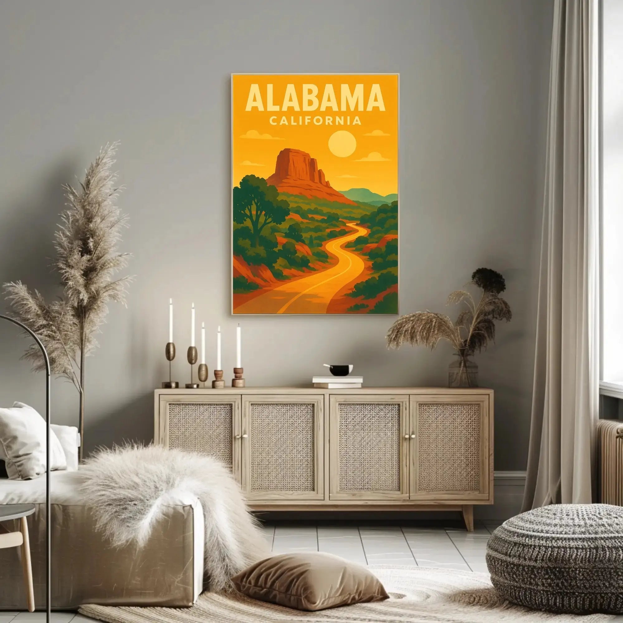 Stylized Landscape Adventure Travel Poster PosterGoat