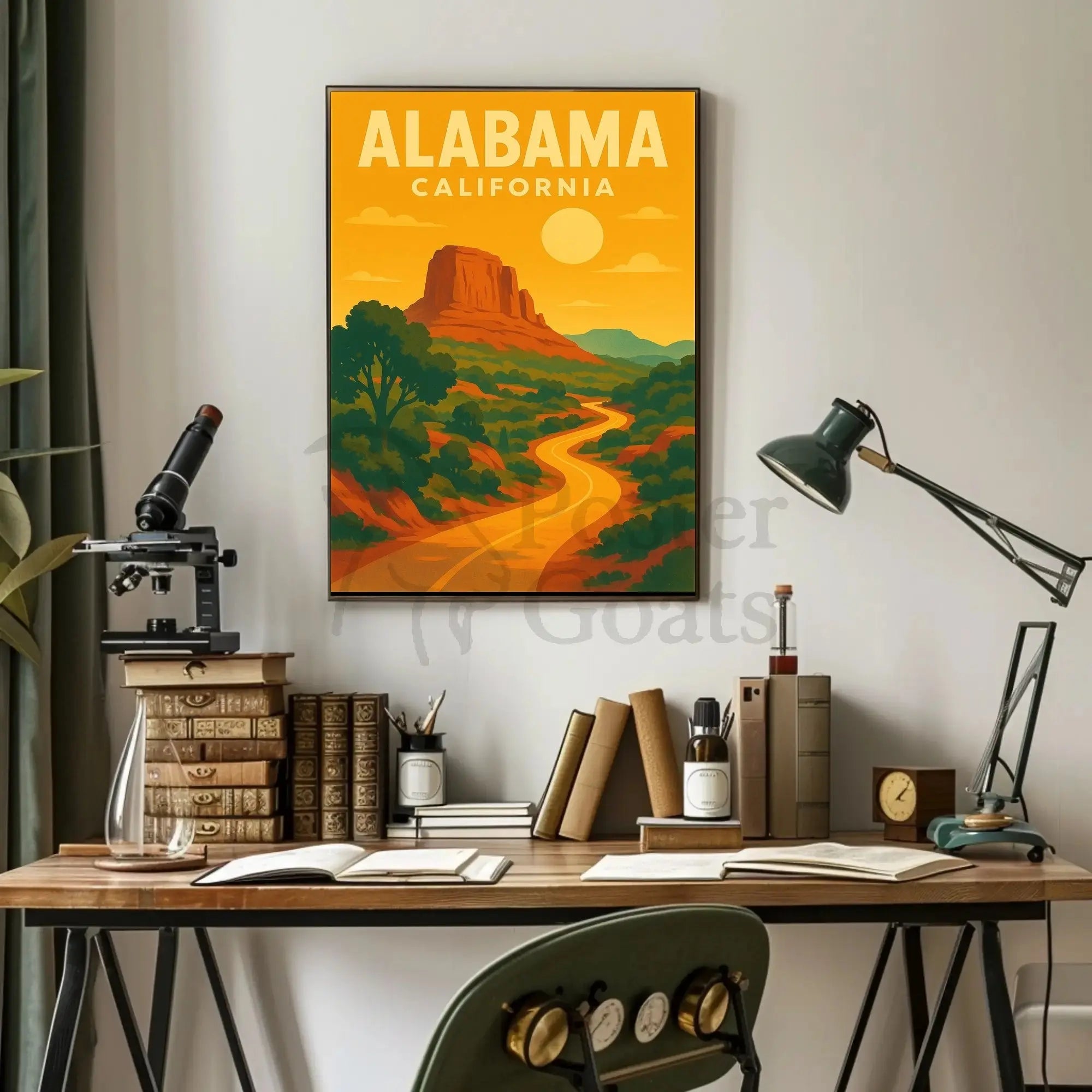 Stylized Landscape Adventure Travel Poster PosterGoat