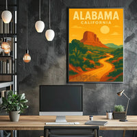 Stylized Landscape Adventure Travel Poster PosterGoat