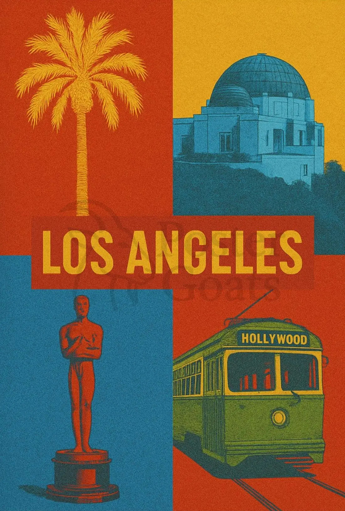 Stylized Los Angeles Retro Design Travel Poster PosterGoat